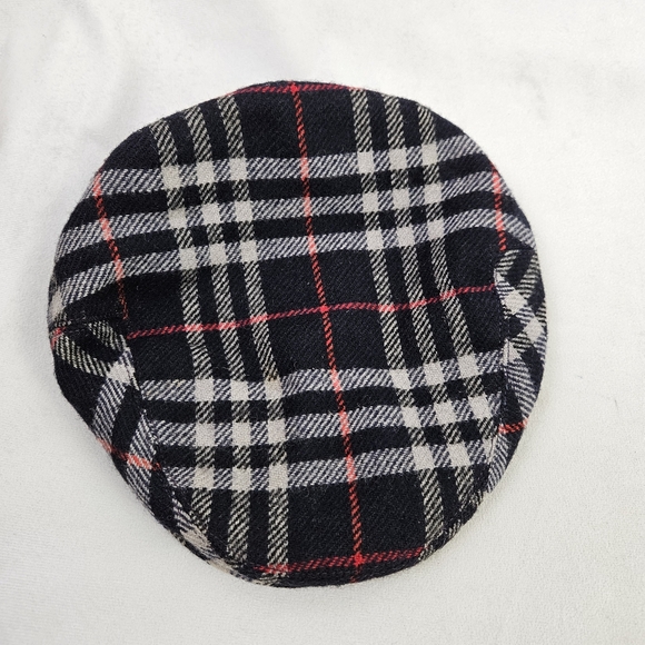 Vintage Burberry Grey Nova Check Newsboy Wool Hat Size 7 1/4 - Picture 1 of 6